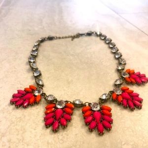 Pink and Orange Statement Necklace, 21” long